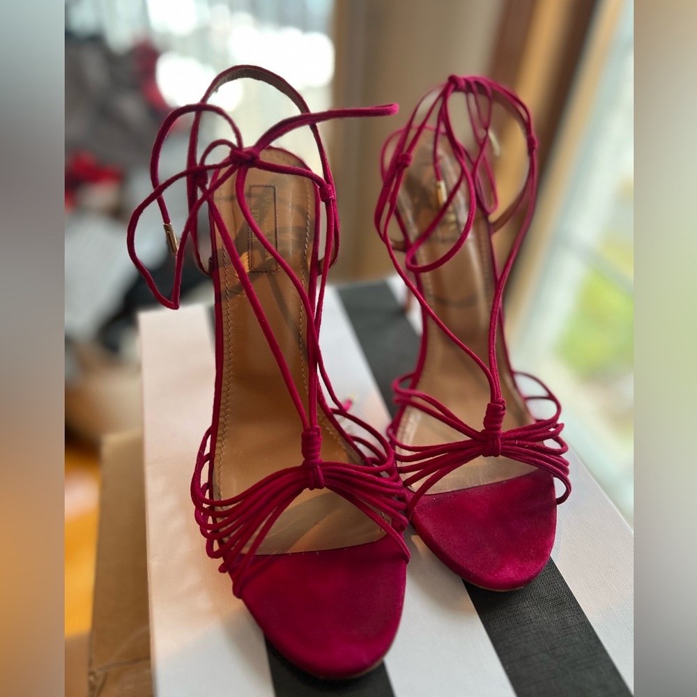 Aquazzura Women's Strappy Suede Sandals, Pink